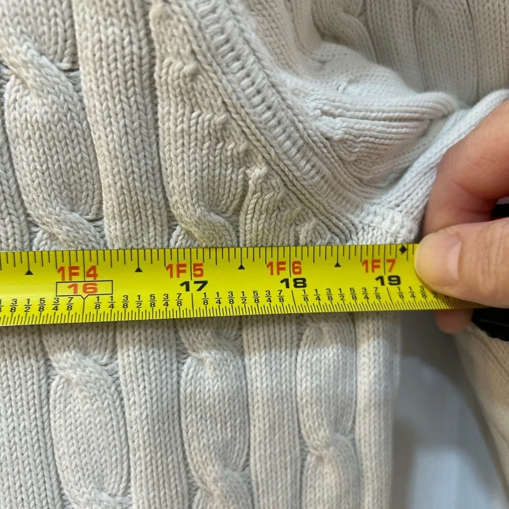 Vintage Polo Ralph Lauren Cream Cable Knit Turtleneck Sweater Women Sz XL Preppy